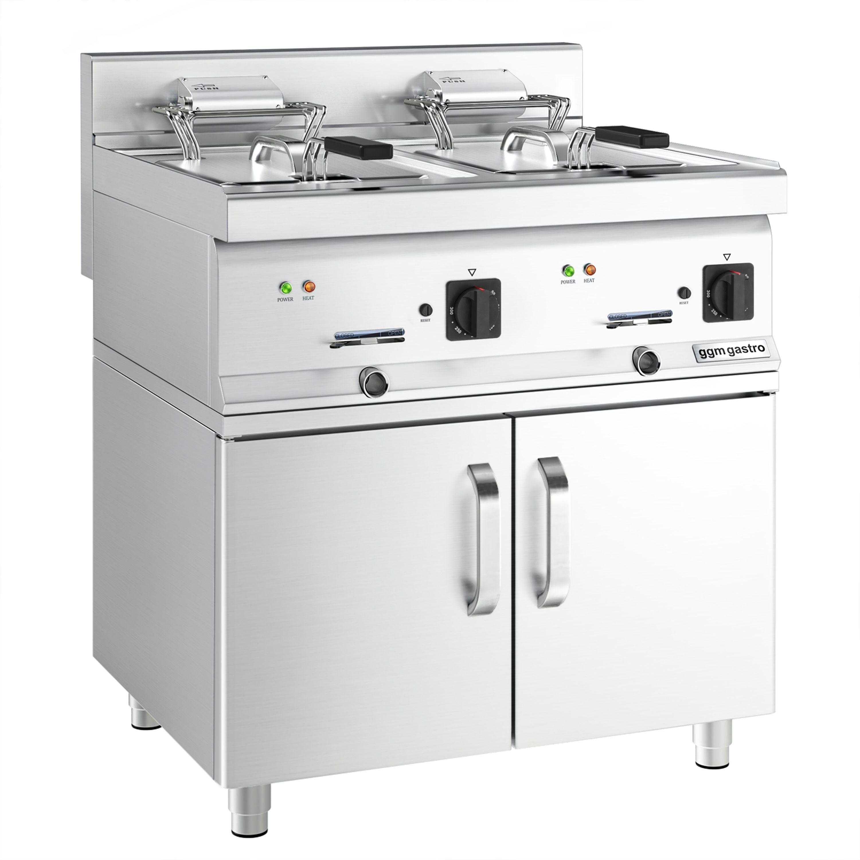 Elektrikli çiftli Fritöz - 10+10 Lt. - 18 kW -2 Kapılı Alt Stand Dahil