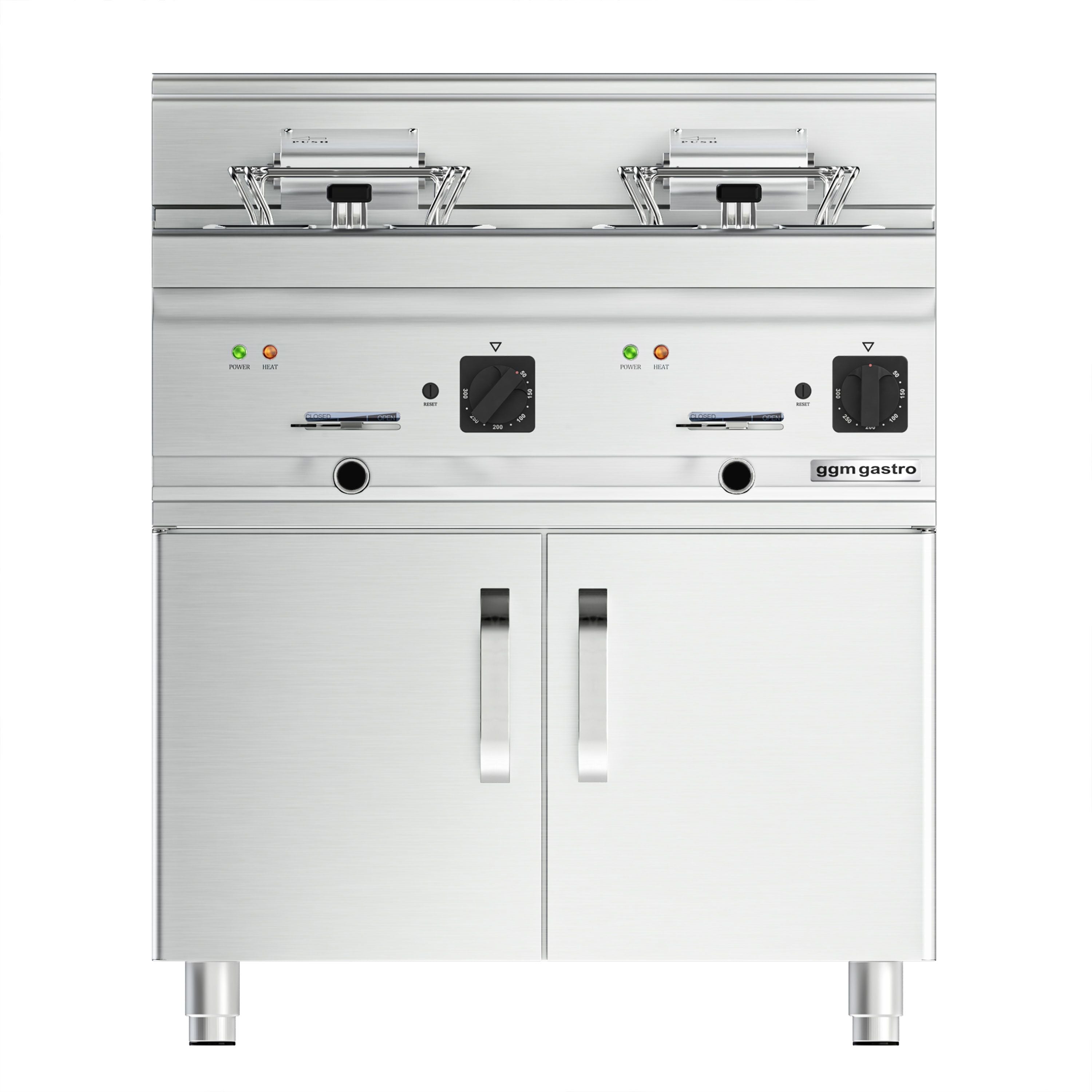 Elektrikli çiftli Fritöz - 10+10 Lt. - 18 kW -2 Kapılı Alt Stand Dahil