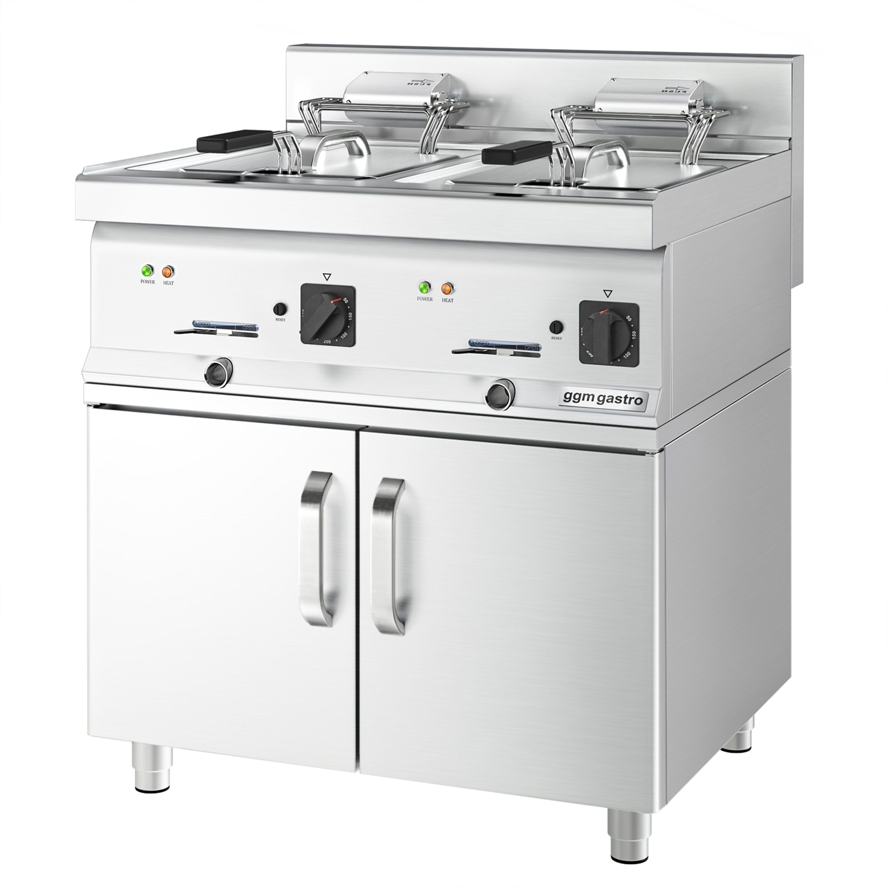 Elektrikli çiftli Fritöz - 10+10 Lt. - 18 kW -2 Kapılı Alt Stand Dahil