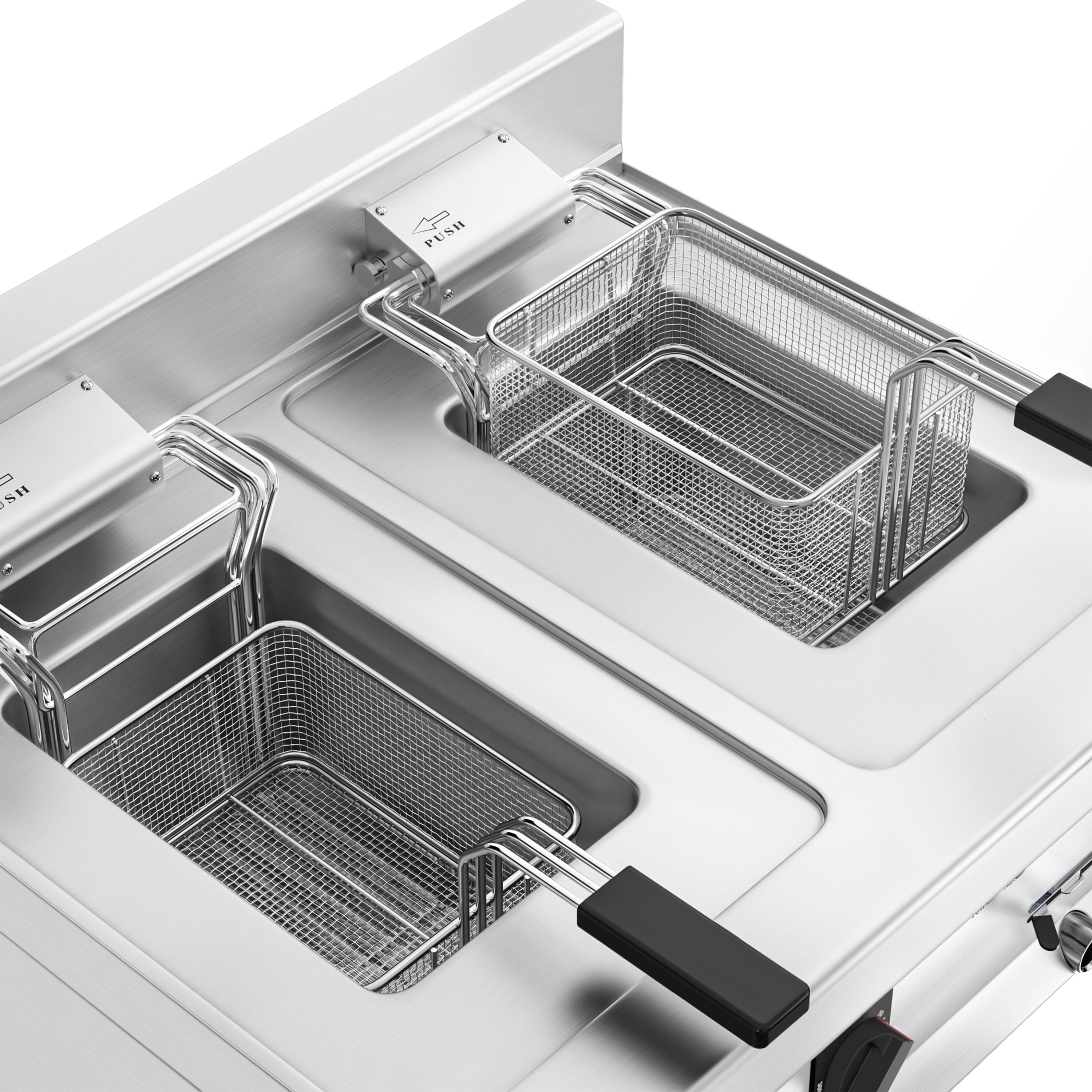 Elektrikli çiftli Fritöz - 10+10 Lt. - 18 kW -2 Kapılı Alt Stand Dahil