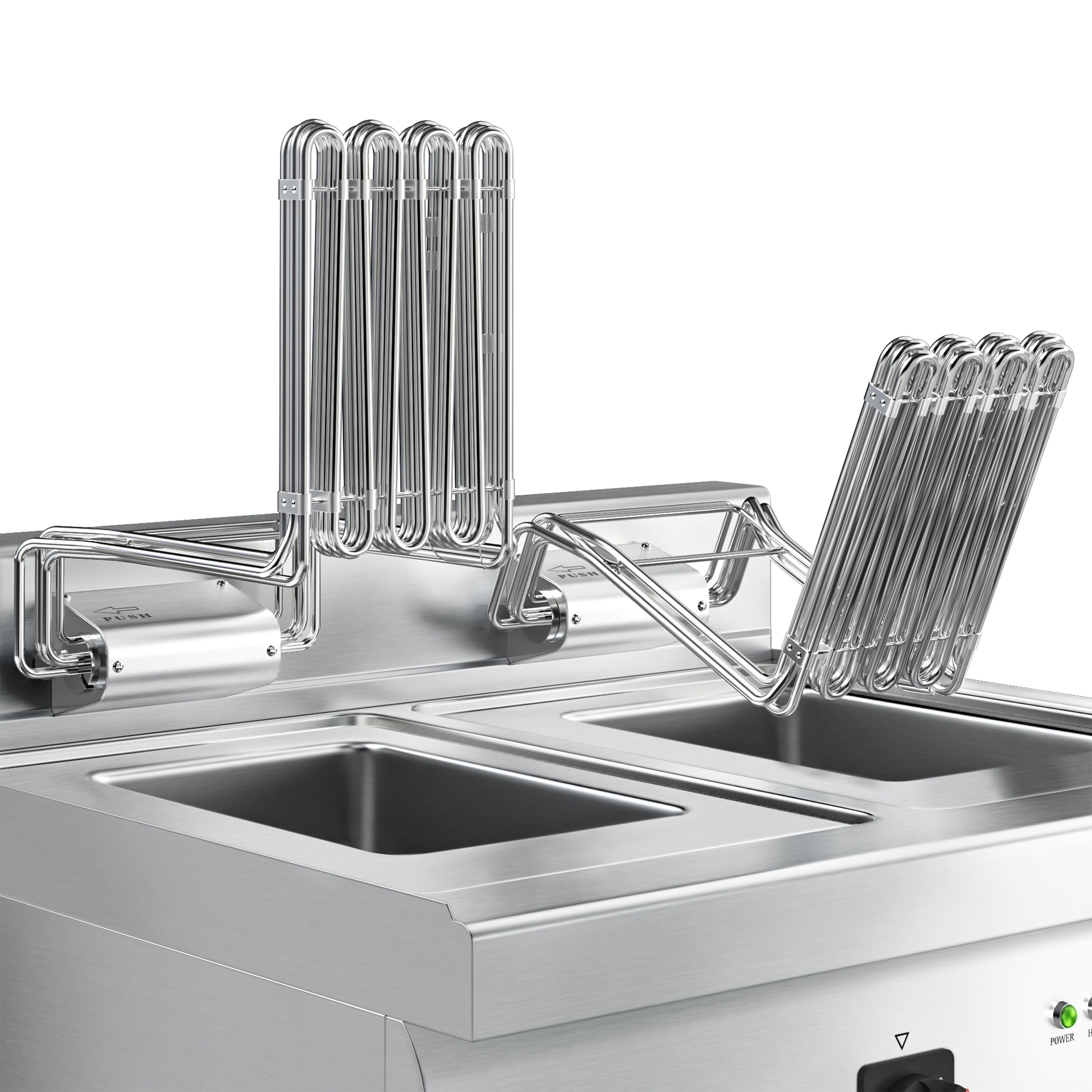 Elektrikli çiftli Fritöz - 10+10 Lt. - 18 kW -2 Kapılı Alt Stand Dahil