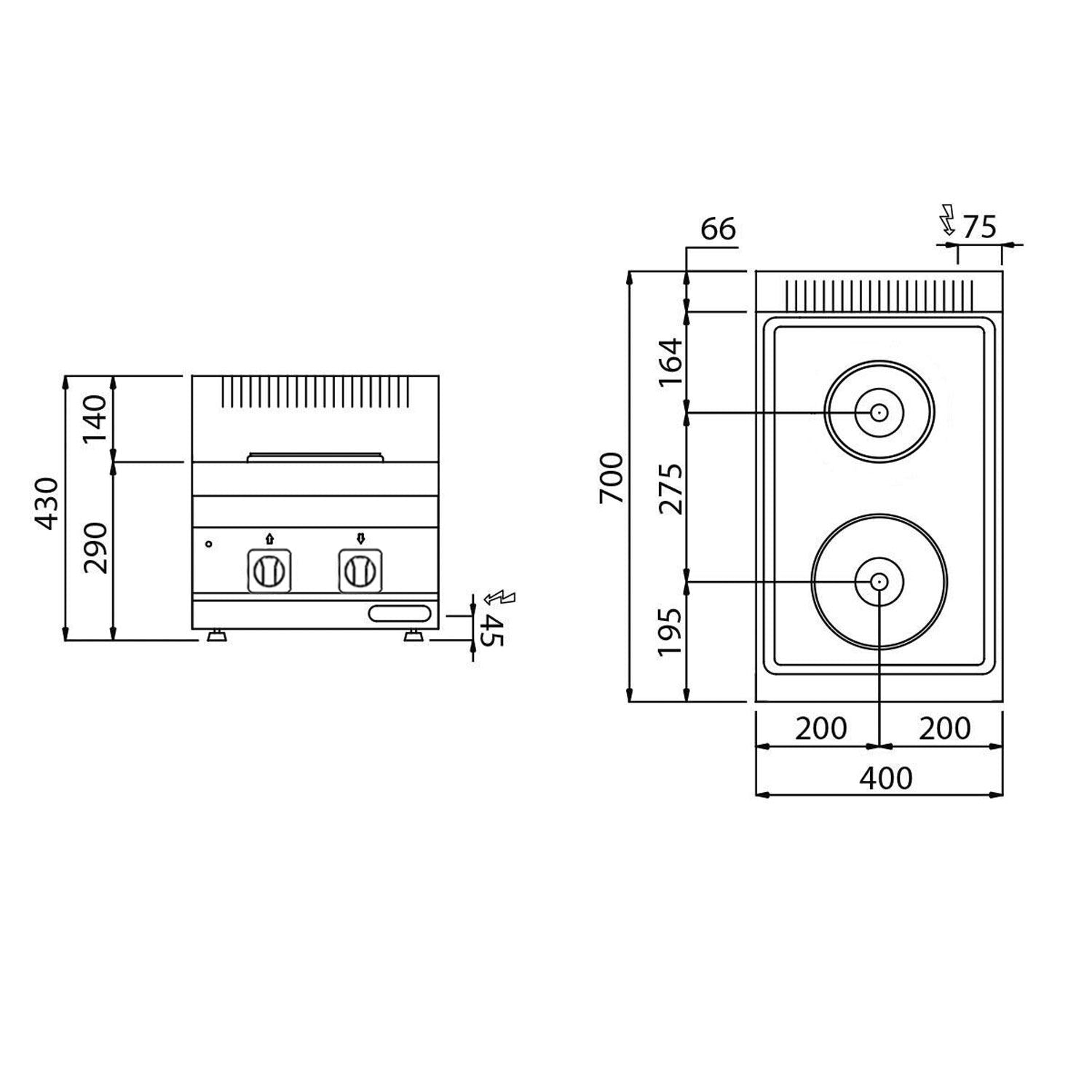 Elektrikli Ocak - 4,6 kW - 2 Yuvarlak Pleyt
