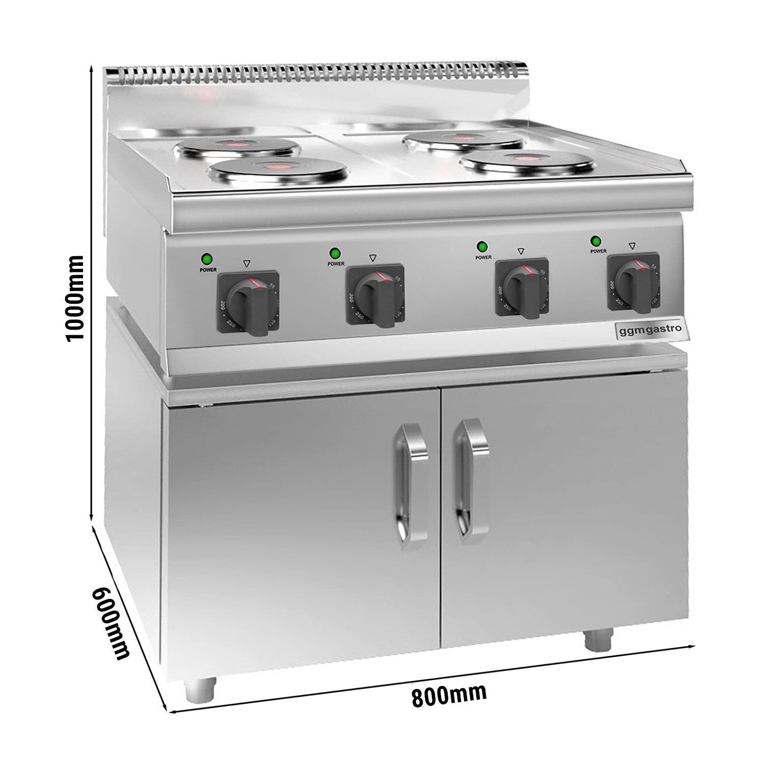 Elektrikli Ocak - 8 kW - 4 Yuvarlak Pleyt - 2 Kapılı Alt Stand dahil
