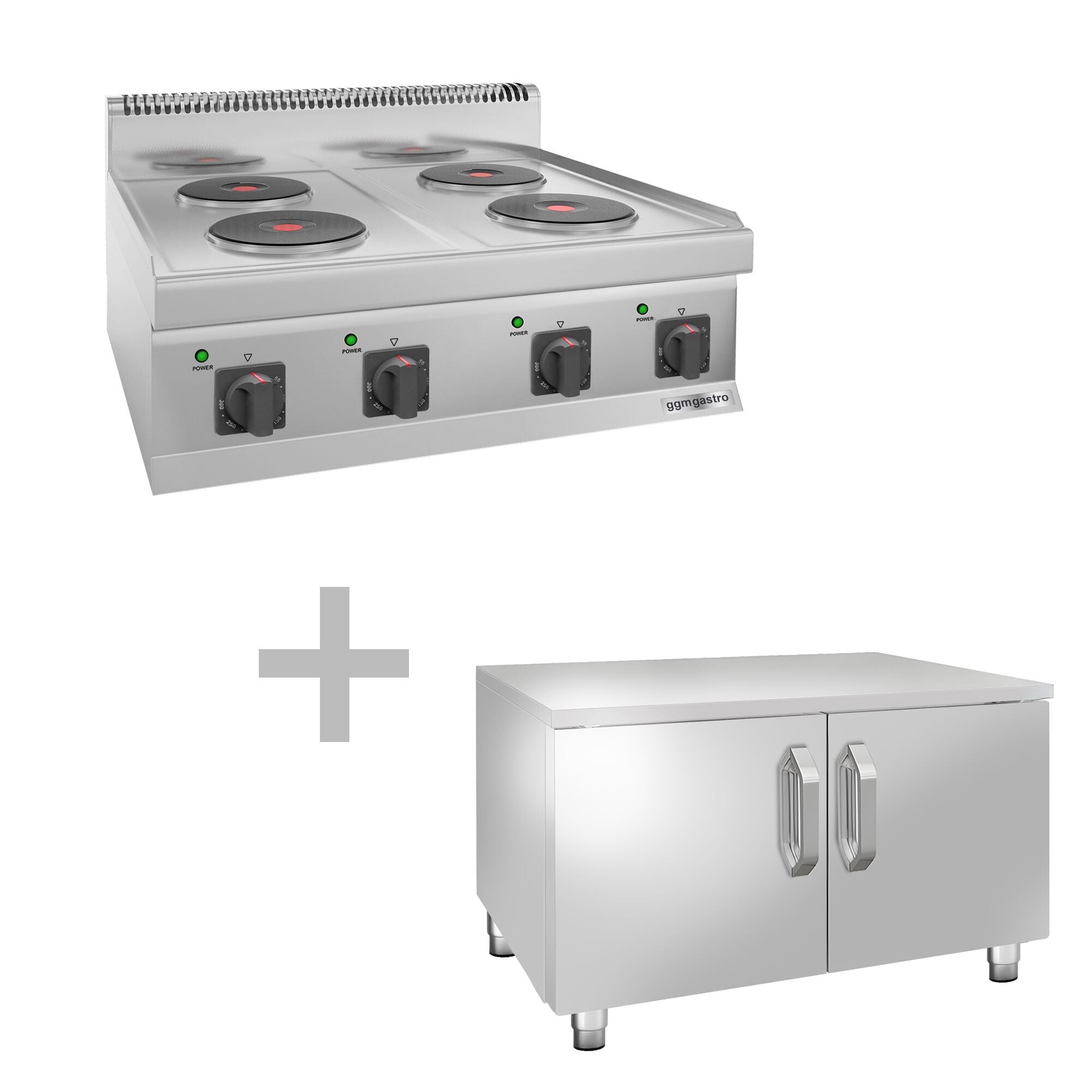 Elektrikli Ocak - 8 kW - 4 Yuvarlak Pleyt - 2 Kapılı Alt Stand dahil
