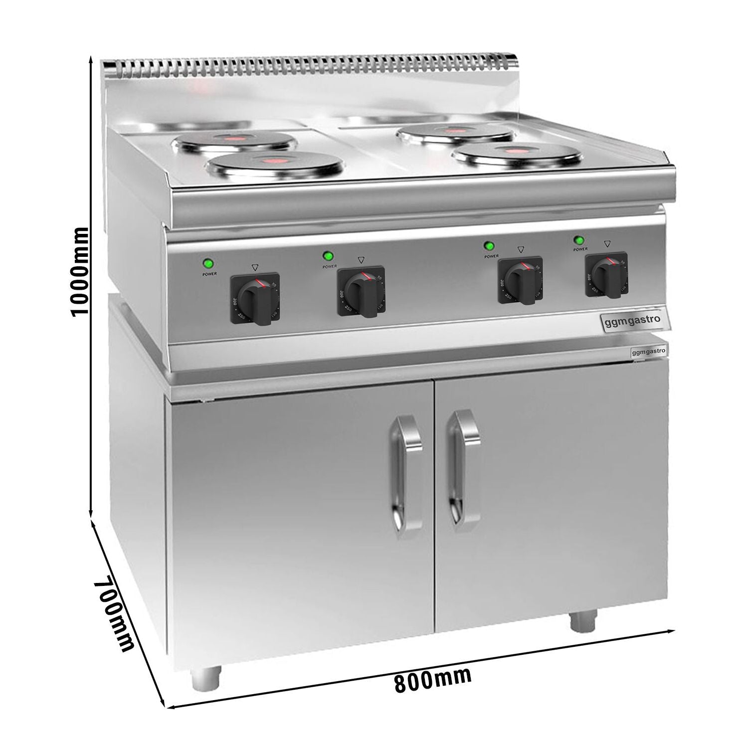 Elektrikli Ocak - 9,2 kW - 4 Yuvarlak Pleyt - 2 Kapılı Alt Stand Dahil