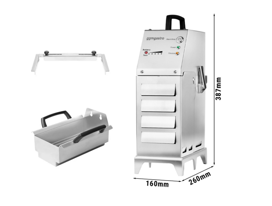 Maks. 12 Litrelik Fritözler için Taşınabilir Akülü Kızartma Yağı Filtresi- 30 Litre/Dakika