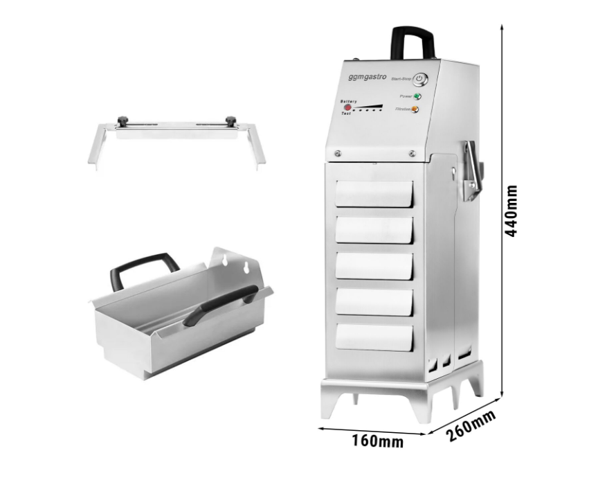 Maks. 20 Litrelik Fritözler için Taşınabilir Akülü Kızartma Yağı Filtresi- 50 Litre/Dakika