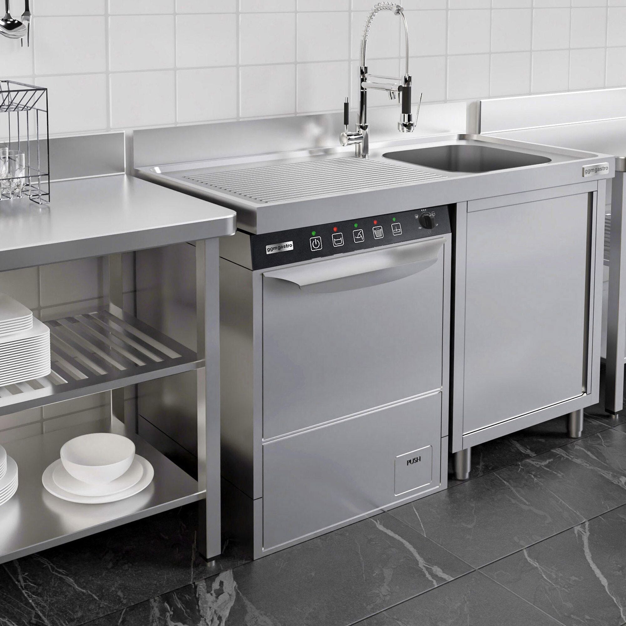 Bulaşık Makinesi - 3,55 kW - Tahliye, Parlatıcı ve Deterjan Pompalı