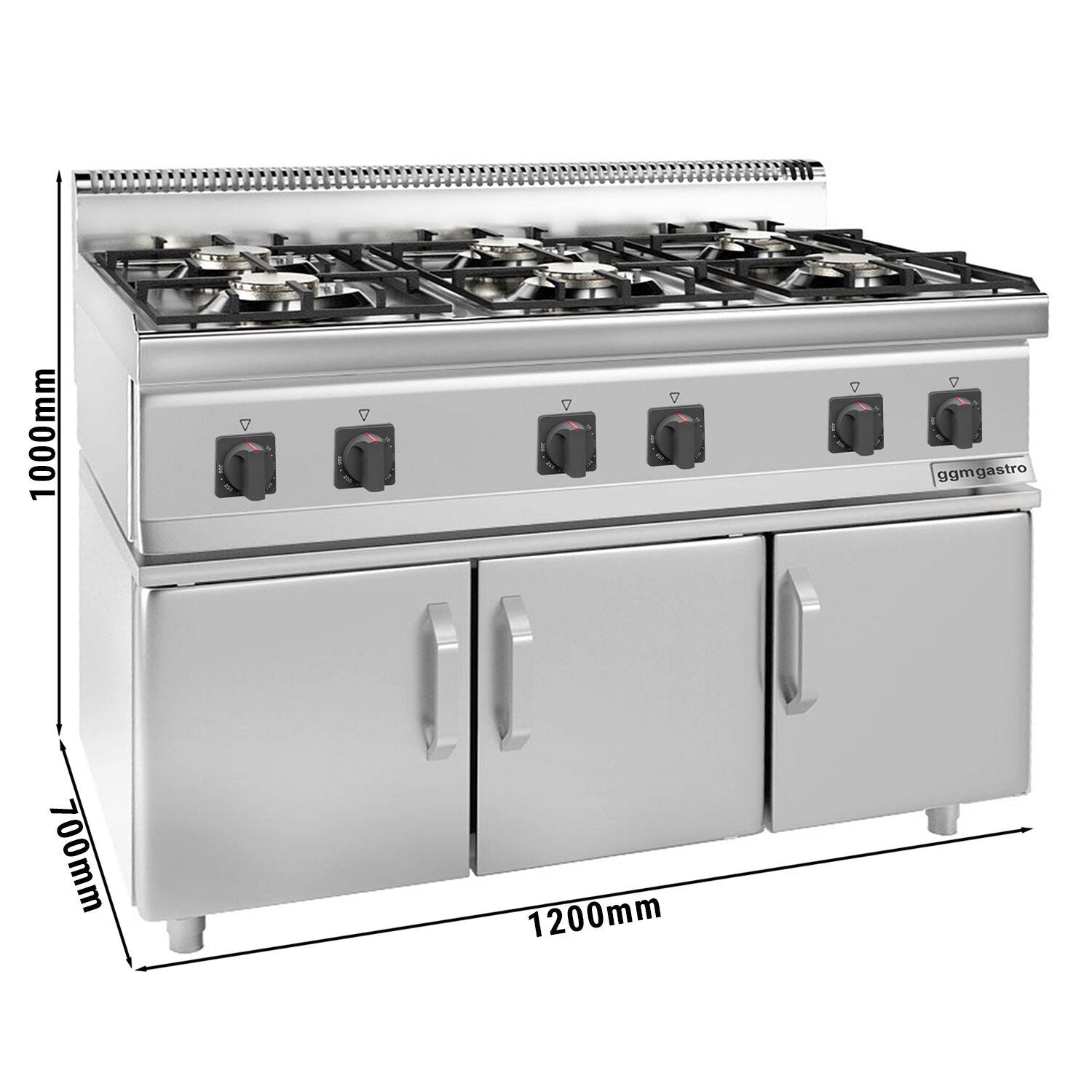 Gazlı Ocak - 36 kW - 6 Gözlü - 3 Kapılı Alt Stand Dahil