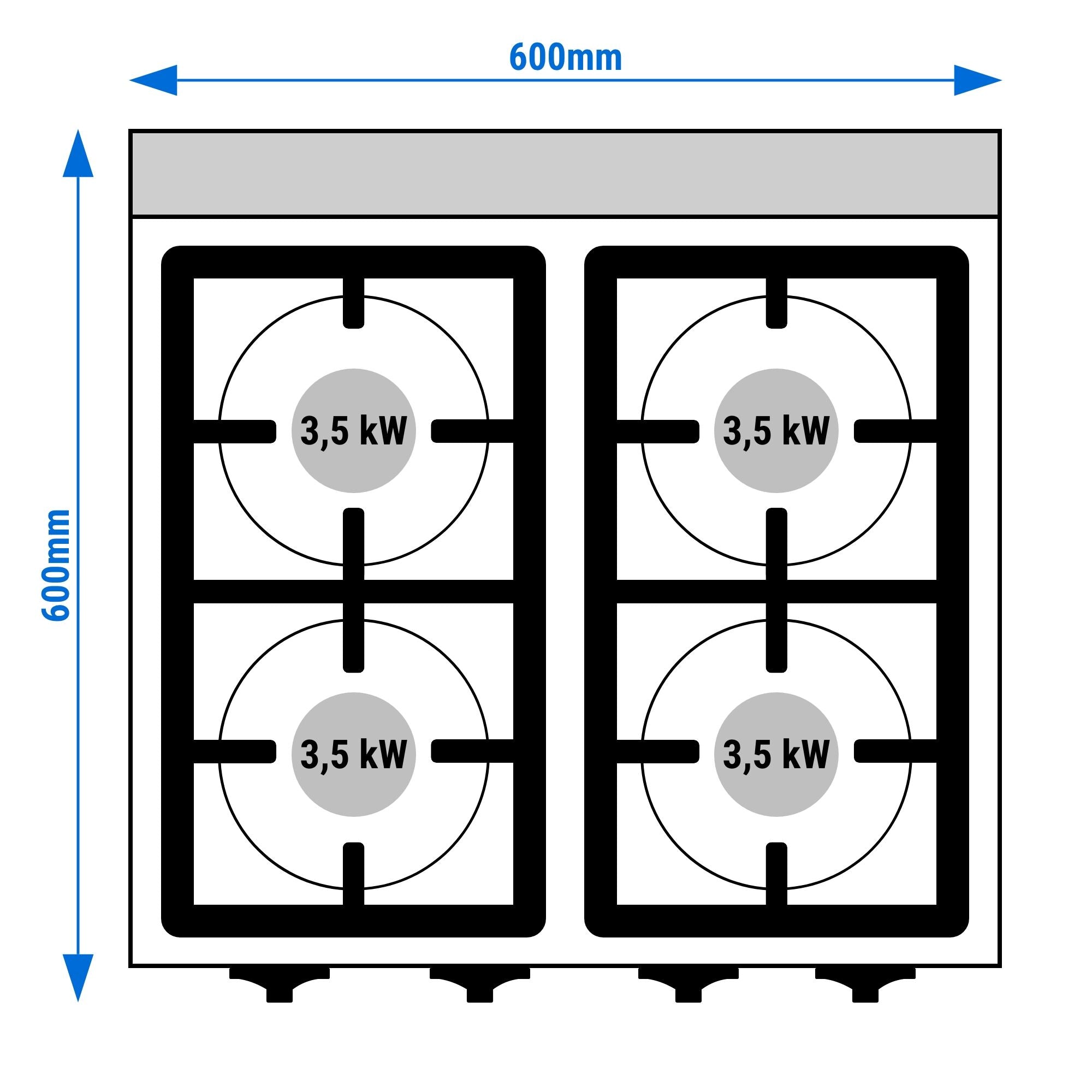 Gazlı Ocak - 16 kW - 4 Gözlü