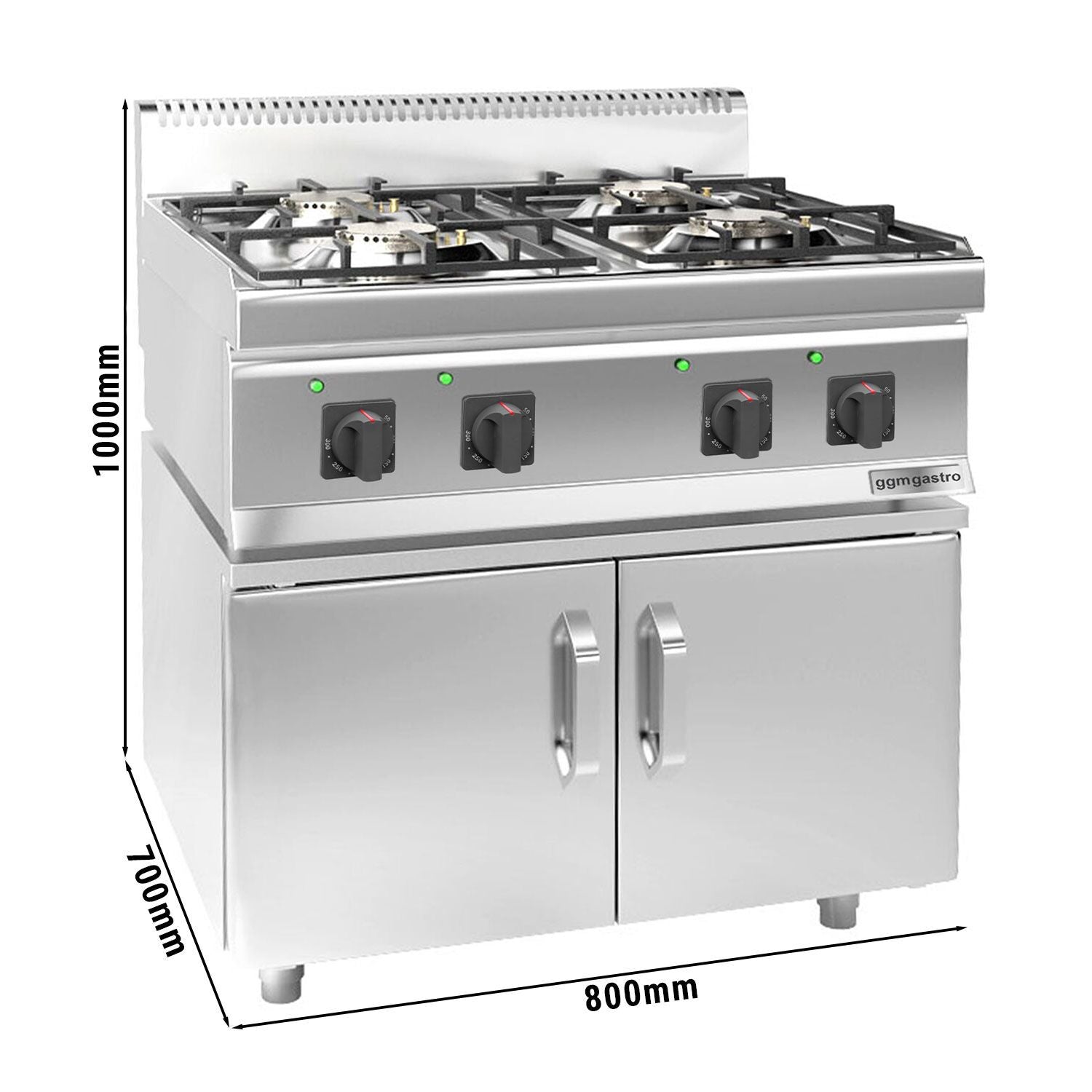 Gazlı Ocak - 23 kW - 4 Gözlü - 2 Kapılı Alt Stand Dahil