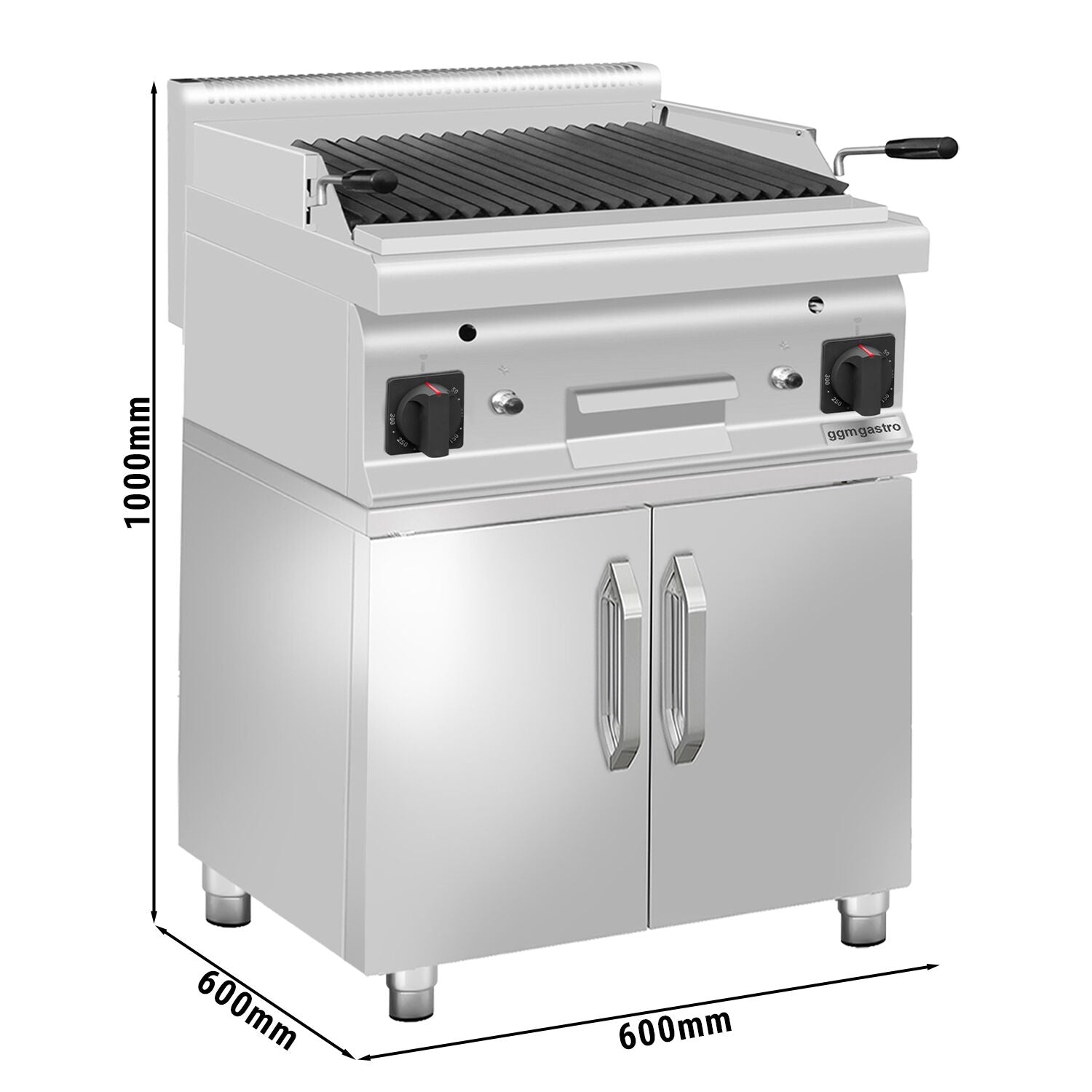 Gazlı Lav Taşı Izgara - 10,6 kW- Devrilir Izgara - 2 Kapılı Alt Stand Dahil