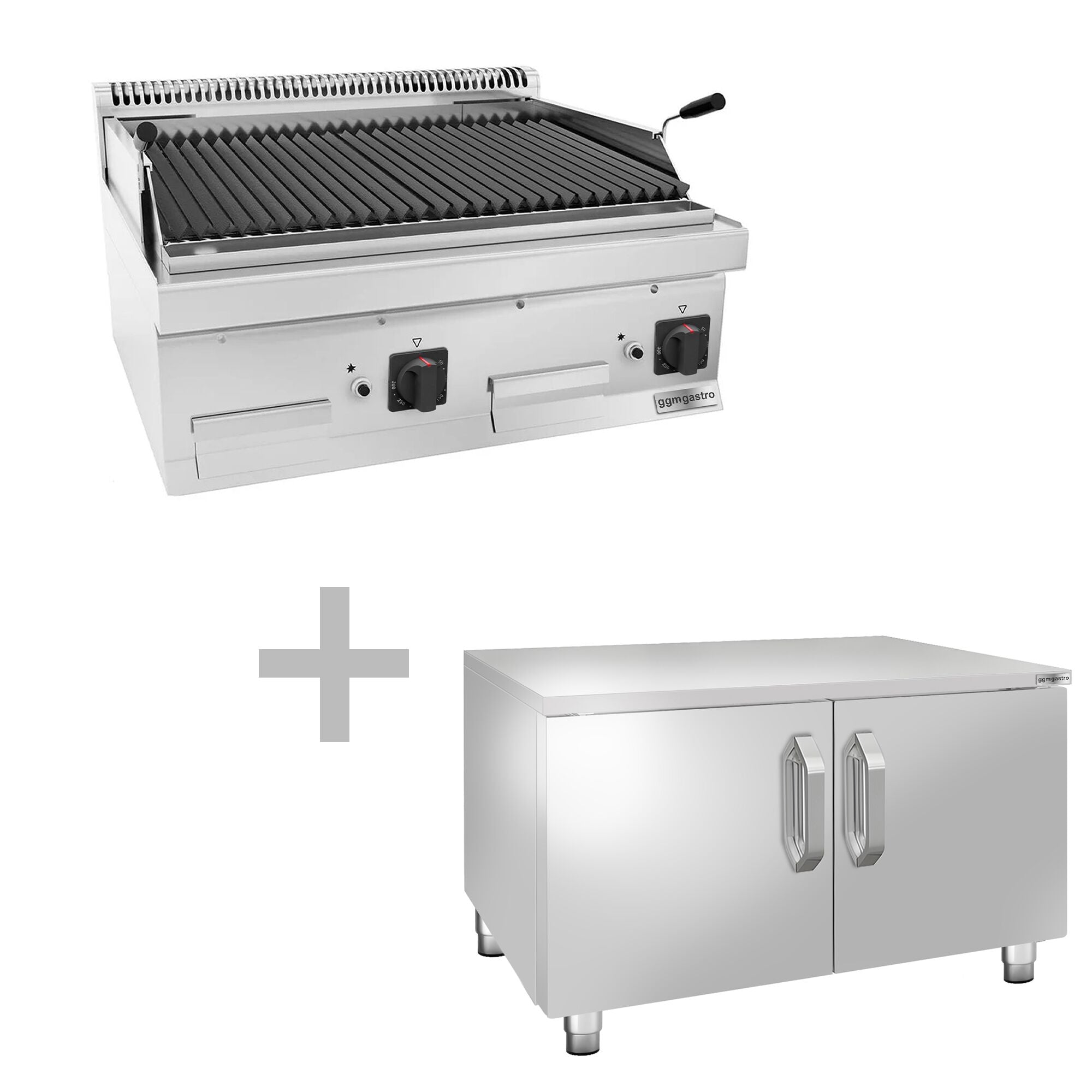 Gazlı Lav Taşı Izgara - 14 kW- Devrilir Izgara - 2 Kapılı Alt Stand Dahil