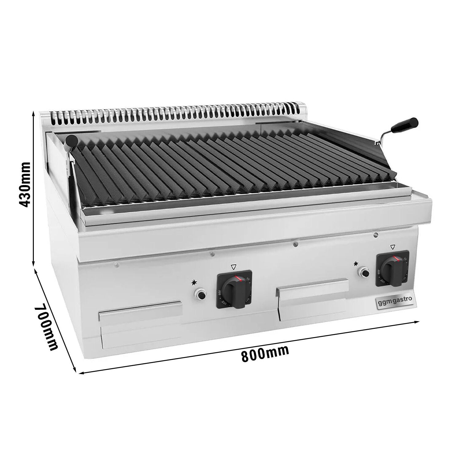 Gazlı Lav Taşı Izgara - 14kW- Devrilir Izgara