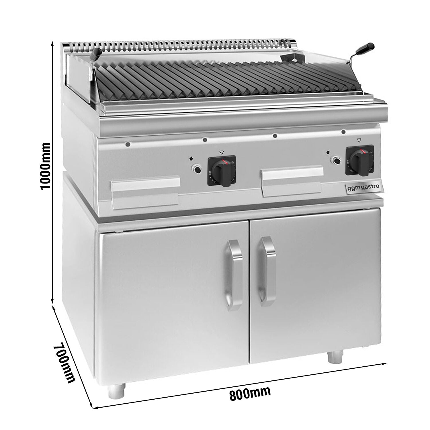 Gazlı Lav Taşı Izgara - 14 kW- Devrilir Izgara - 2 Kapılı Alt Stand Dahil