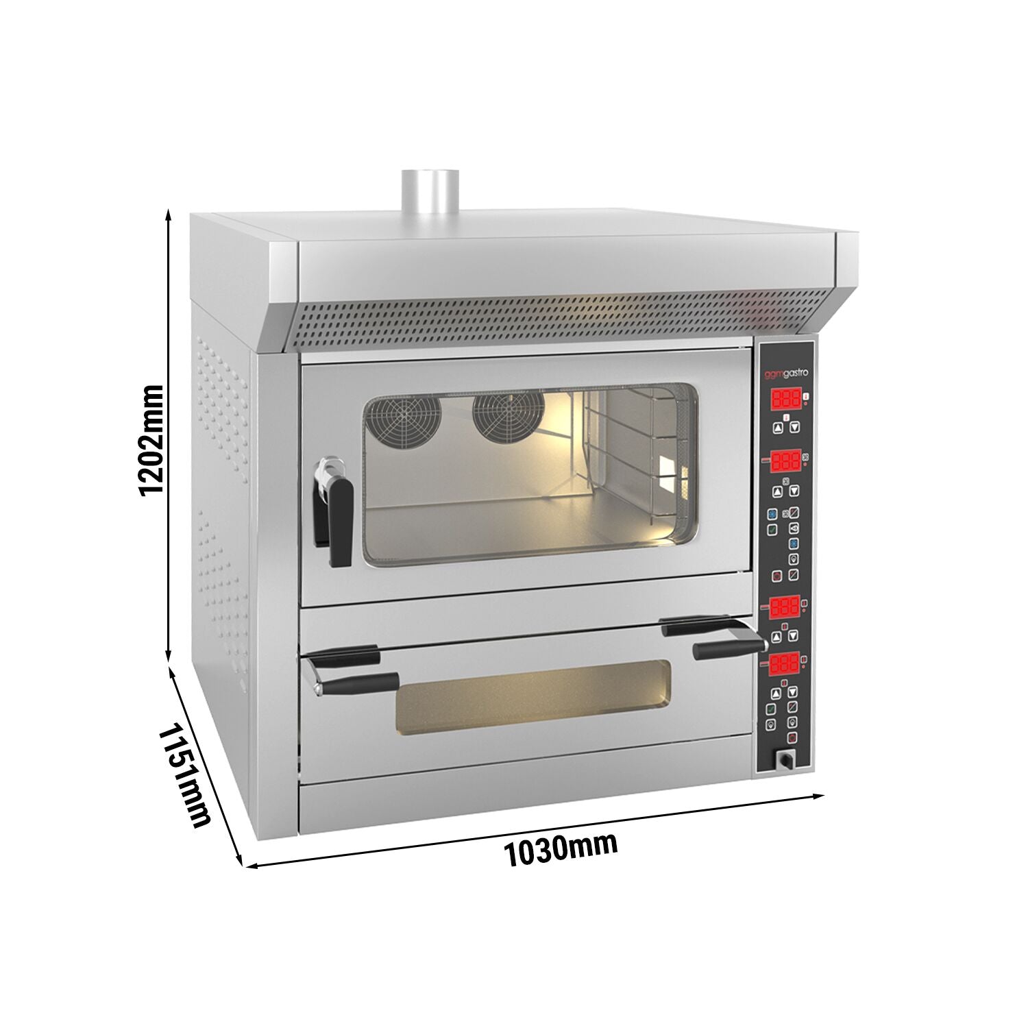 Kombi Fırın - Dijital - Konveksiyonel Fırın - 4x EN 60x40 & Pizza Fırını - 7x Ø 25cm