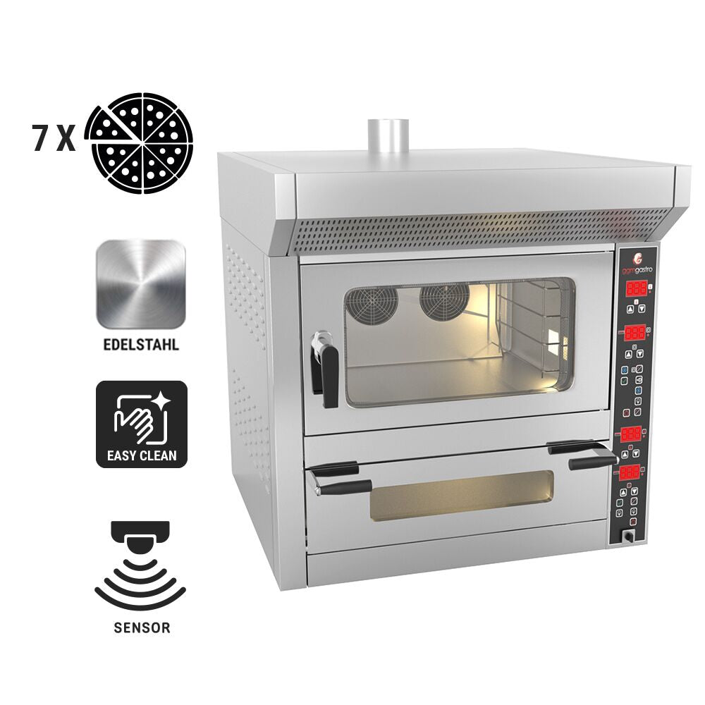 Kombi Fırın - Dijital - Konveksiyonel Fırın - 4x EN 60x40 & Pizza Fırını - 7x Ø 25cm