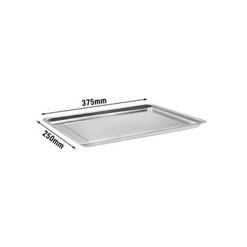 Paslanmaz Çelik Yemek Taşıma Tepsisi - Kenarlı - 375x250x20 mm - (20 Adet)