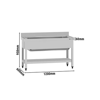 Tencere Yıkama Tezgahı ECO - 1200x600mm - Alt Raflı & 1 Evyeli