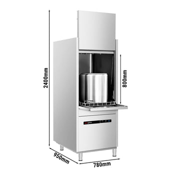 Çift Cidarlı Tencere Yıkama Makinesi - 16,7 kW - Deterjan ve Tahliye Pompası ile