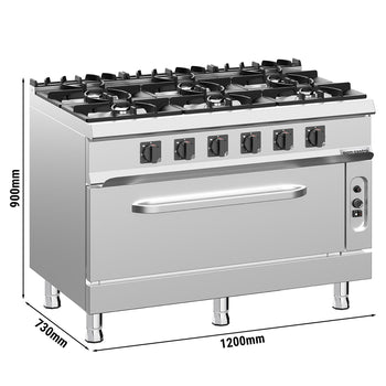 Fırınlı Kuzine - 49kW - 6 Gözlü - Fırınlı - Gazlı Fırın - Statik - 10kW