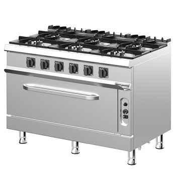 Fırınlı Kuzine - 49kW - 6 Gözlü - Fırınlı - Gazlı Fırın - Statik - 10kW