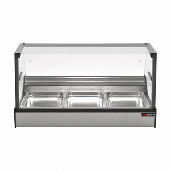 Set Üstü Sıcak Teşhir Ünitesi - 3 GN 1/1 - Düz Camlı - 1050x920x460 mm