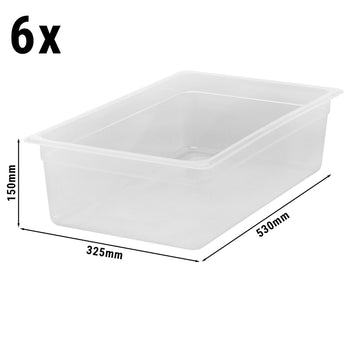 Polipropilen GN Küvet 1/1 - Yarı Saydam - Yükseklik: 150 mm | CAMBRO - (6 adet)