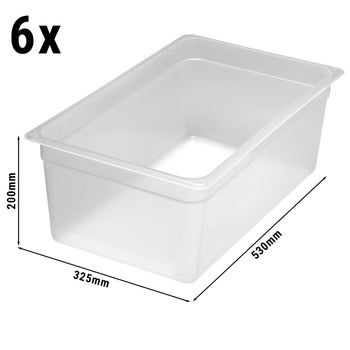 Polipropilen GN Küvet 1/1 - Yarı Saydam - Yükseklik: 200 mm | CAMBRO - (6 adet)
