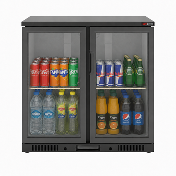 Bar Arkası Şişe Soğutucu - 2 Kapılı - Siyah - 900×520×900 mm
