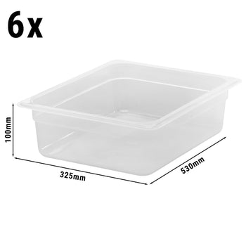 Polipropilen GN Küvet 1/2 - Yarı Saydam - Yükseklik: 100 mm | CAMBRO - (6 adet)