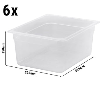 Polipropilen GN Küvet 1/2 - Yarı Saydam - Yükseklik: 150 mm | CAMBRO - (6 adet)