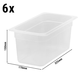 Polipropilen GN Küvet 1/3 - Yarı Saydam - Yükseklik: 150 mm | CAMBRO - (6 adet)