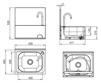 Bataryalı El Lavabosu - (Soğuk ve Sıcak Su Bağlantılı)