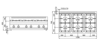 Gazlı Ocak - 36 kW - 6 Gözlü - 3 Kapılı Alt Stand Dahil