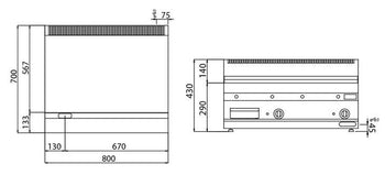 Elektrikli Pleyt Izgara - 7,1 kW Pürüzsüz - 2 Kapılı Alt Stand Dahil