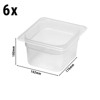 Polipropilen GN Küvet 1/6 - Yarı Saydam - Yükseklik: 100 mm | CAMBRO - (6 adet)
