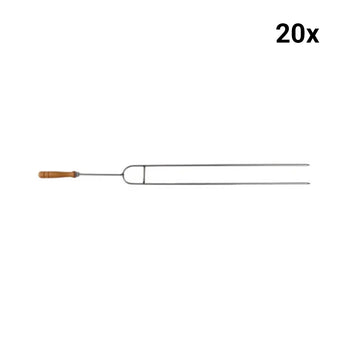 Ağaç Saplı Paslanmaz Kaburga Şişi - 700 mm - (20 Adet) - Alba