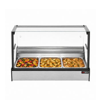 Set Üstü Sıcak Teşhir Ünitesi - 3 GN 1/1 - Düz Camlı - 1050x920 mm