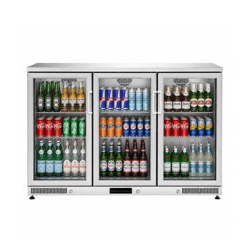 Bar Arkası Şişe Soğutucu - 3 Kapılı - Inox - 1350x520x900 mm