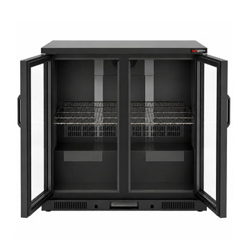 Bar Arkası Şişe Soğutucu - 2 Kapılı - Siyah - 900x520x900 mm