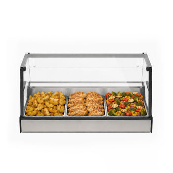Set Üstü Sıcak Teşhir Ünitesi - 3 GN 1/1 - Yüksek Düz Camlı - 1010x880x620 mm