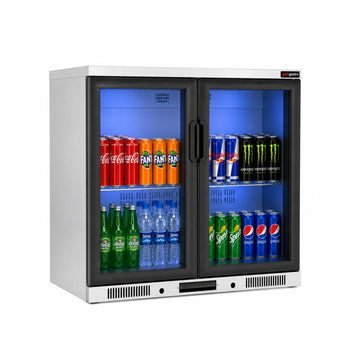 Bar Arkası Şişe Soğutucu - 2 Kapılı - Inox - 900x520x900
