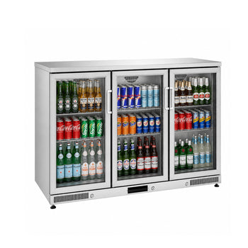 Bar Arkası Şişe Soğutucu - 3 Kapılı - Inox - 1350x520x900 mm