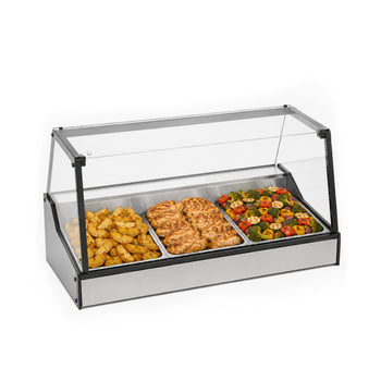 Set Üstü Sıcak Teşhir Ünitesi - 3 GN 1/1 - Yüksek Düz Camlı - 1010x880x620 mm