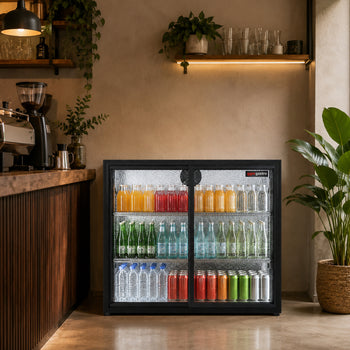 Sürgü Kapılı Bar Altı Şişe Soğutucu - 201 L - Siyah