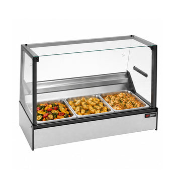 Set Üstü Sıcak Teşhir Ünitesi - 3 GN 1/1 - Düz Camlı - 1050x920 mm