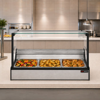 Set Üstü Sıcak Teşhir Ünitesi - 3 GN 1/1 - Düz Camlı - 1050x920 mm