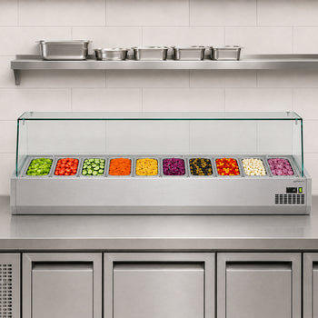 Soğutmalı Set Üstü Saladbar - Cam Kapaklı - 1/3 GN 10 Küvet Kapasiteli