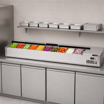 Soğutmalı Set Üstü Saladbar - Paslanmaz Kapaklı - 1/3 GN 10 Küvet Kapasiteli